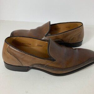 Mens Mezlan Custom Handmade Fabriano Cognac Genuine Hand Burnished Calf Loafer S